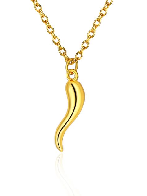 PRICES MAY VARY. 🌶🌶 Good Luck Jewelry 🌶 -Italian Horn sign design pendant, small and delicate size for women or teens, ward off bad luck and bring all the good luck to your life, a popular amulet in Italian folklore that symbolizes protection, good luck, fertility and heritage. Cornicello Necklace is polished finished, slide and comfort fit, very pretty & good looking gift for lady. Material - Stainless steel based, 18K Gold plated, shiny real gold looking, color lasting, hypoallergenic, lead Italian Folklore, Cornicello Necklace, Italian Horn Necklace, Italian Horn, Amulet Charm, Talisman Jewelry, Talisman Necklace, Star Of David Pendant, Horn Necklace