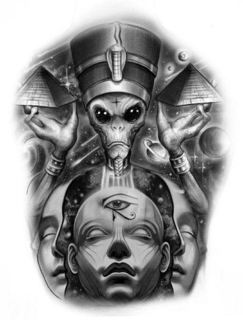 Egyptian Tattoos Men, Tattoos Men Leg, Egypt Tattoo Design Ideas, Alien Tattoo Design, Pharaoh Tattoo, Egypt Tattoo Design, Egyptian Tattoos, Egyptian Eye Tattoos, Egyptian Drawings