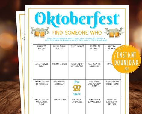 VanillaMintPrints - Etsy Oktoberfest Party Games, German Activities, Oktoberfest Centerpieces, German Oktoberfest, Oktoberfest Party, Ice Breaker Games, Beer Fest, Fun Party Games, Game Prices