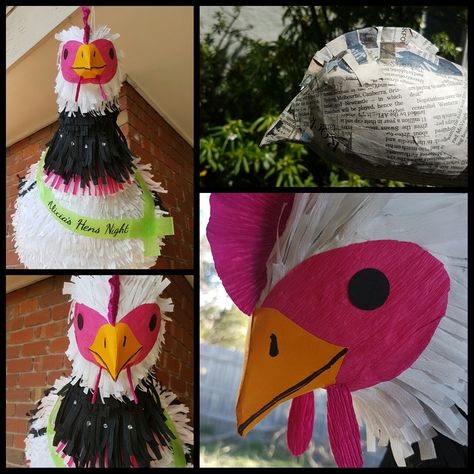 Hen/chicken piñata for a hens night Diy Chicken Pinata, Farm Theme Pinata, Diy Donkey Pinata, Bull Piñata, Traditional Pinata, Pinata Diy, Diy Pinata, Hen Chicken, Hens Night