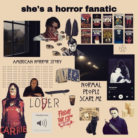 Horror Fanatic Aesthetic, 1980s Slasher Aesthetic, Horror Movie Nerd Aesthetic, Horror Movie Lover Aesthetic, Slasher Horror Aesthetic, Horror Movie Protagonist Aesthetic, Horror Lover Aesthetic, Horror Movie Outfit Inspiration, Horror Movie Ideas