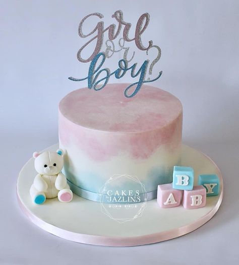 Cake Ideas For Gender Reveal, Small Gender Reveal Cake Simple, Plain Gender Reveal Cake, Gender Reveal Cake For Twins, Gender Reveal Cake Buttercream, Minimal Gender Reveal Cake, Gender Reveal Cake Decoration, Gender Determination Cake, Boy Or Girl Cake Ideas