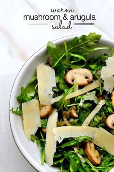 warm mushroom and arugula salad with lemon and parmesan Salad With Lemon, Mushroom Salad, Grilled Mushrooms, Eat Salad, Arugula Salad, Healthy Salads, Arugula, Delicious Salads, Soup And Salad