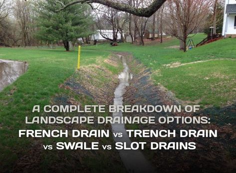 Ditch Ideas, Rain Garden Design, French Drain System, Trench Drain Systems, Landscape Drainage, Backyard Drainage, Drainage Ditch, Yard Drainage, Trench Drain