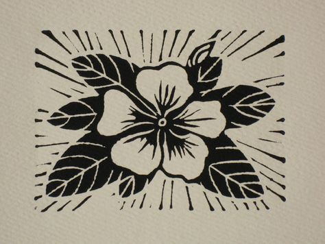 Set of 4, Vinca linocut flower cards, black ink. $10.00, via Etsy. Printmaking Flowers, Flowers Simple, Linoleum Print, Linocut Printmaking, Linoleum Block, Printmaking Art, Adult Coloring Book Pages, Arts Ed, Block Printing