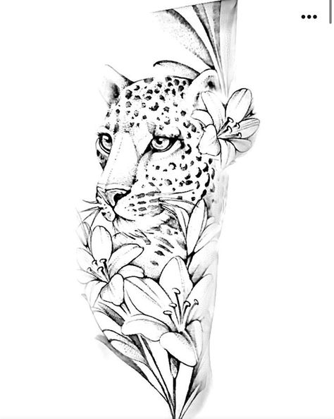 Leapord Tattoos For Women, Animal Print Tattoo, Lioness And Cub Tattoo, Tattoo Leopard, Shen Long Tattoo, Cheetah Tattoo, Big Cat Tattoo, Pop Art Tattoos, Quarter Sleeve Tattoos