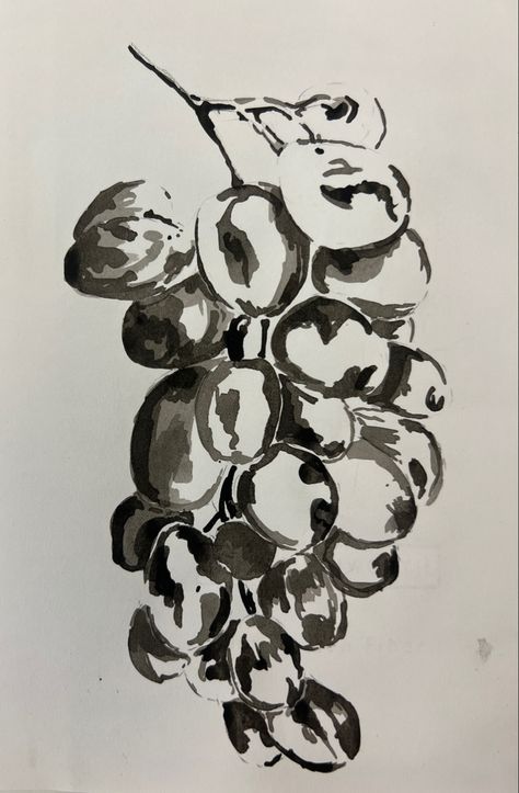 Ink practice of grapes Grapes Doodle, Wine Grapes Drawing, Grape Sketch, Grapes Sketch, Grapes Drawing, Purple Grapes Drawing, Grape Bunch Drawing, Grapes Illustration, Ink Practice