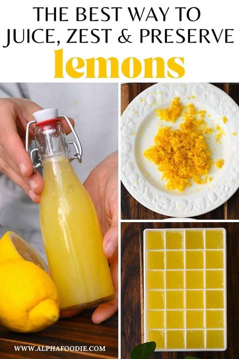 How to juice a lemon with or without a juicer, using one of the 6 methods below! Including top tips to get every last drop and how to freeze lemon (juice, slices, and whole) for longer-term storage! Freezing Lemon Juice, Freeze Lemon Juice, Freezing Lemons, Lemon Juice Recipes, Citrus Cleaner, Frozen Lemon, Lemon Water Benefits, Drink Recipes Nonalcoholic, Homesteading Skills