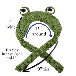 Sanrio Headband Crochet, Elisa Crochet, Crochet Hat Frog, Crochet Frog Headband, Frog Headband, Frog Eyes, Crochet Animal Hats, Frog Hat, Knitting Hacks