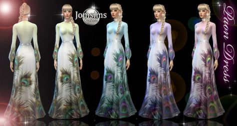 Jom Sims Creations: Peacock dress • Sims 4 Downloads Sims 4 Peacock Cc, Sims 4 Controls, Sims Houses, Cc Clothes, Peacock Dress, Sims 4 Dresses, Sims 4 Update, 4 Dresses, Sims 4 Clothing