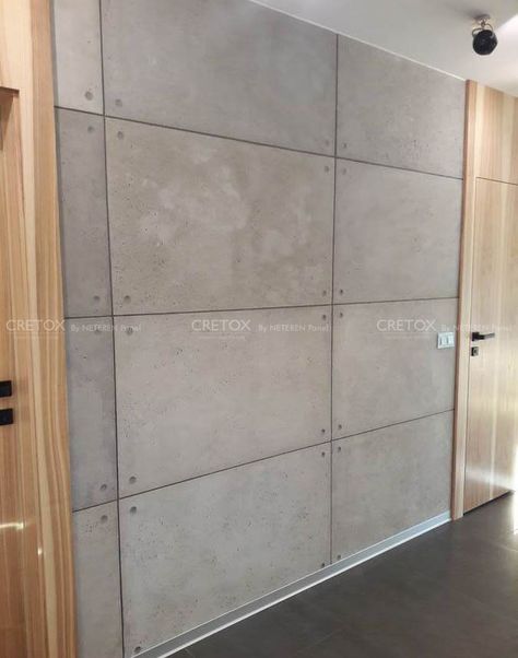 Concrete Wall Design, Faux Concrete Wall, Precast Concrete Panels, Concrete Wall Texture, Hallway Door, Concrete Wall Panels, Cement Panels, Textured Wall Panels, Plywood Interior