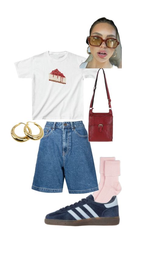 Trendy Summer Outfit Grandpa core European Chic Bakery Girl Aesthetic Cake Outfit Strawberry Girl Cherry Girl Summer Graphic Baby Tee Outfit Bakery Girl Aesthetic, Graphic Baby Tee Outfit, Grandpa Core Outfits, Baby Tee Outfit, European Chic, Cake Outfit, Cherry Girl, European Fashion Summer, Aesthetic Cake