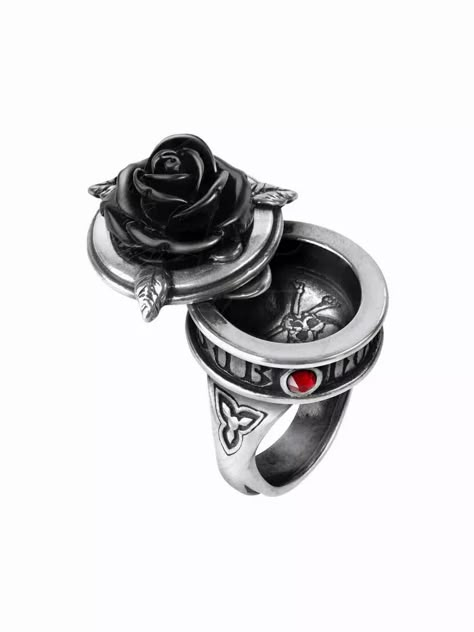 Sub Rosa Poison Ring Memorial Rings, Medieval Wedding Ring, Gothic Wedding Rings, Gold Bar Earrings Studs, Goth Ring, Pewter Ring, Fantasy Outfits, Poison Ring, Alchemy Gothic