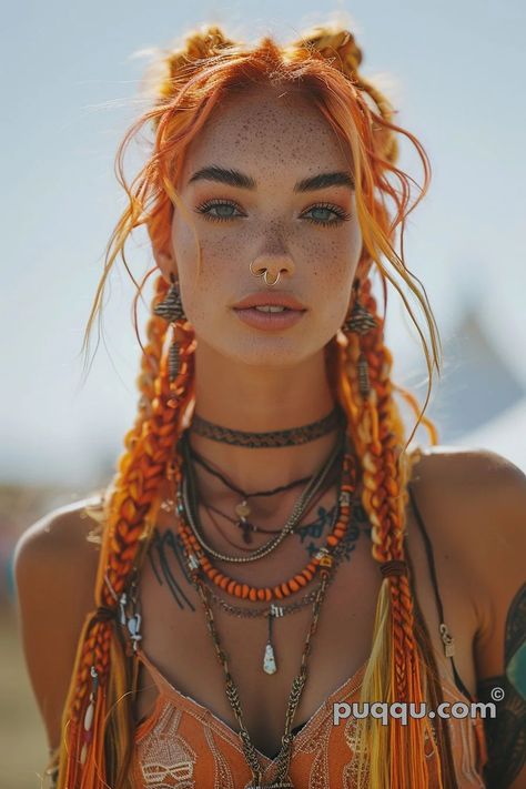 Festival Hairstyles: Unleash Your Inner Boho Chic at Coachella - Puqqu Burning Man Hair, Hair Color Ideas Trending, Festival Hairstyles, Rasta Style, Boho Hair Wrap, Hippie Braids, Top Braid, Hair Color Crazy, Burning Man Outfits