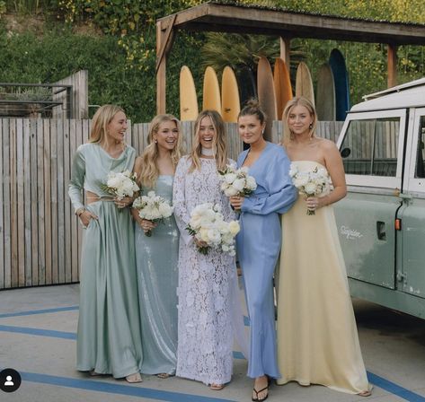 Mary Ralph Lawson, Mary Ralph, Besties For The Resties, Light Blue Bridesmaid Dresses, Bridal Party Attire, Beautiful Bridesmaid Dresses, Yellow Bridesmaids, Wedding Palette, Guest Attire