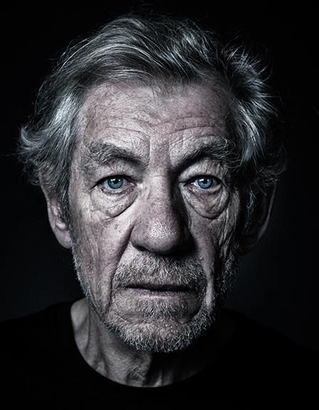 Sir Ian Murray McKellen, photographed by Andy Gotts. Andy Gotts, Nadav Kander, Sir Ian Mckellen, Ian Mckellen, Actors Male, Old Faces, Celebrity Portraits, Robin Williams, Black And White Portraits