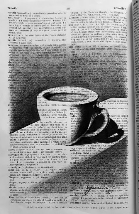 Drawing of coffee cup on dictionary paper, using pencil and pen. #art #artinspiration #artist #coffee #darkacademia #lightacademia #draw #drawing #sketch Newspaper Painting, Pencil And Pen, Morning Newspaper, Coffee Drawing, Still Life Drawing, Book Art Drawings, Pen Art, Drawing Sketch, Life Drawing