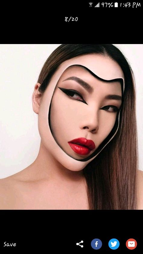 Optical Illusion Makeup, Miles Art, Illusion Makeup, 3d Makeup, Fantasy Make-up, Halloweenský Makeup, Halloween Make-up Looks, Make Up Designs, Creepy Halloween Makeup