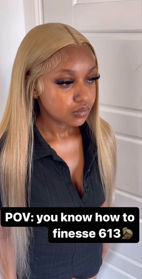 Ash Blonde Hair Lace Wig, 250 Density Wigs, Blonde Buss Down Middle Part, Middle Part Ash Blonde Wig, Honey Blonde Side Part Wig, Toned Blonde Hair Black Women, Blonde Wig No Edges, Wig With No Edges, Blonde Wig On Brown Skin