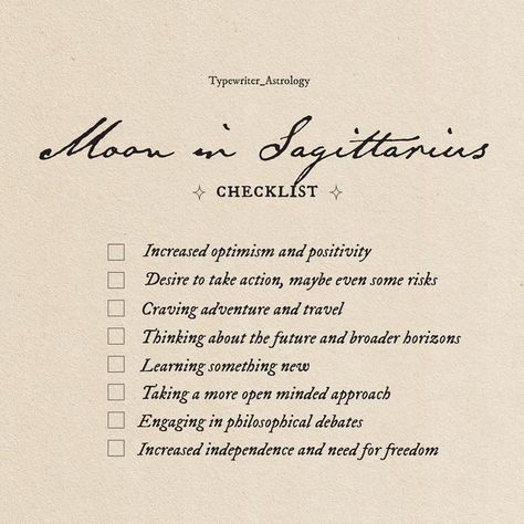 Typewriter Astrology on Instagram: "The moon is in Sagittarius until Wednesday ☁️ #typewriterastrology #astrology #zodiac #sagittarius #mooninsagittarius #sagittariusmoon #moonsign #moonsigns #ariesmoon #taurusmoon#geminimoon #cancermoon #leomoon #virgomoon #libramoon#scorpiomoon #sagittariusmoon #capricornmoon #aquariusmoon #piscesmoon" Sagittarius Moon Aesthetic, Moon In Sagittarius Aesthetic, Stellium In Sagittarius, Sagittarius Stellium, Moon In Sagittarius Woman, Saggitarius Moon Woman, Typewriter Astrology, Sagittarius Qualities, Sagittarius Correspondences