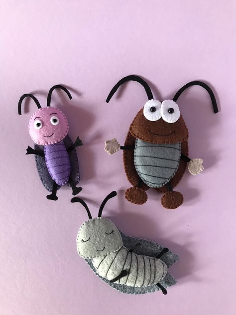 Felt Insects, Tk Crafts, Funny Cockroach, Insect Fabric, Bug Toys, Handmade Felt Ornament, Felt Ornament, Whimsical Gifts, Classroom Fun