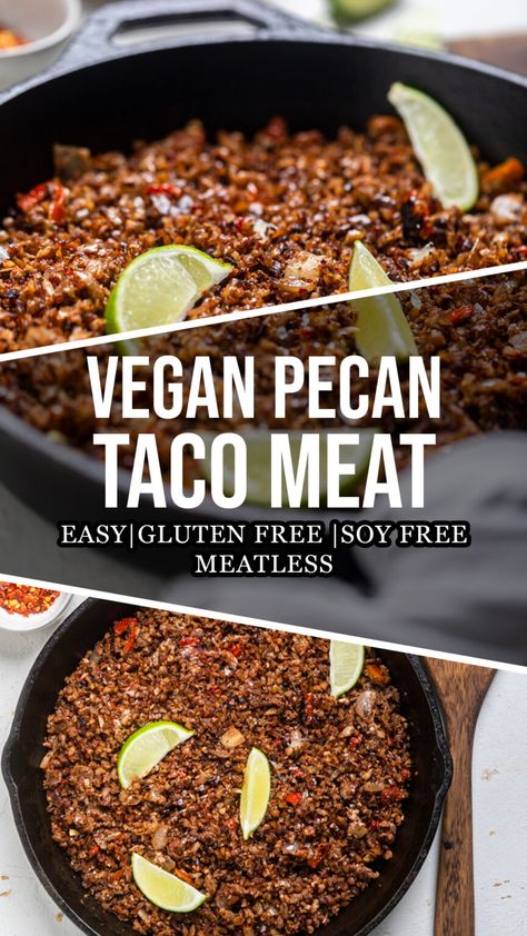 Vegan Taco Meat Recipe, Quick Vegan Dinner, Vegan Taco Meat, Quick Vegan Dinner Recipes, Vegan Tacos Recipes, Vegan Tacos Meat, Vegan Meat Recipe, Vegan Ground Beef, Vegan Pecan