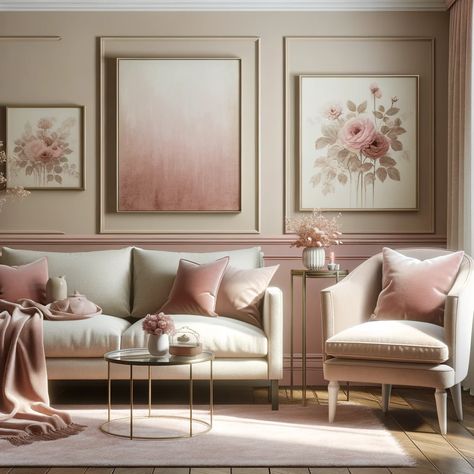 dusty rose and beige living room Pink Beige Living Room, Beige And Pink Living Room, Dusty Pink Living Room, Purple Accent Chair, Beige Living Room, Beige Room, Trending Colors, Beige Living Rooms, Pink Living Room