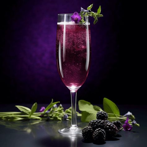 The Blackberry-Thyme French 75 is a delightfully balanced cocktail. The sweet, tart flavor of blackberries is complemented by the earthy, aromatic thyme. The gin adds a juniper-forward botanical flavor, and the champagne gives it a bubbly, crisp finish. French 75 Drink, French 75 Recipe, French 75 Cocktail Recipes, French 75 Cocktail, French 75, Apple Brandy, Sweet Tart, Perfect Cocktails, Bramble