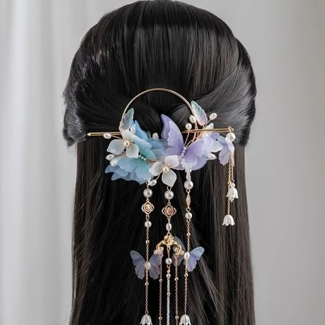 Traditional Chinese Fashion, Hanfu Hair Accessories, Hanfu Hair, Chinese Hairpin, Chinese Accessories, Traditional Hairstyle, Chinese Hair Accessories, Chinese Jewelry, Headpiece Jewelry