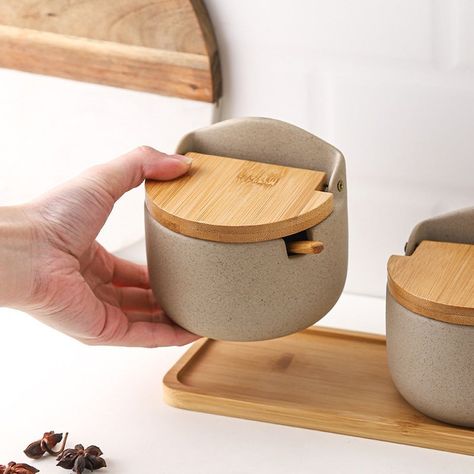 Unmissable deal! Japanese Ceramic Bamboo and Wood Lid Seasoning Jar Seasoning Box Kitchen Seasoning Storage Jar Salt Sugar Jar Set, now at an incredible price of $23.38! Grab it now! Salt Storage, Sugar Jar, Kitchen Containers, Spice Storage, Spice Containers, Kitchen Spices, Food Storage Boxes, Kitchen Storage Containers, Spice Organization