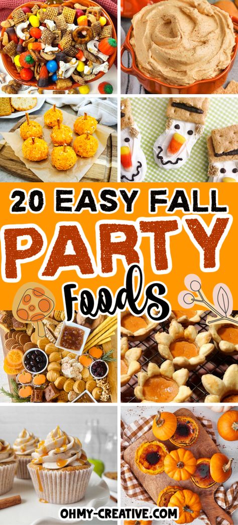 Whip up some impressive – but easy – fall party foods for your next event. These munchies are some of the best Creative Fall Ideas you’ll make this season. Harvest Party Food Ideas, Classroom Fall Party Food Ideas, Hayride Food Ideas, Fall Food For Kids, Fall Themed Party Food, Fall Themed Finger Foods, Fall Party Foods, Kids Fall Birthday Party, Fall Foods For Party