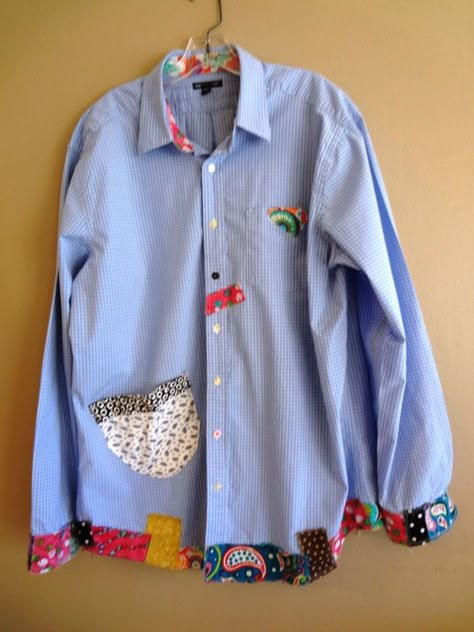 Upcycled Sewing, Funky Shirt, Shirt Upcycle, Mens Shirt Refashion, Diy Summer Clothes, Funky Shirts, Diy Clothes Refashion, Patchwork Clothes, Diy Clothes Videos