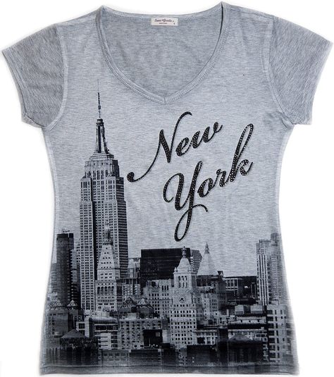 Amazon.com: Sweet Gisele: City Shirts Store Fronts, Wardrobe Essentials, New York Skyline, Trendy Outfits, Heather Grey, V Neck T Shirt, That Look, Women's Top, Closet