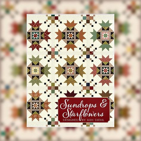 Kim Diehl | Sweet new “Sundrops & Starflowers” pattern to share with you today! When designing this scrappy patchwork lap quilt I began with a handful… | Instagram Kim Diehl Quilts, Kim Diehl, Foundation Paper Piecing Patterns, Wool Applique Patterns, Quilting Notions, Primitive Gatherings, Fall Quilts, Layer Cakes, Pdf Quilt Pattern