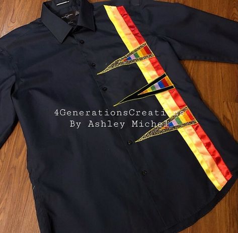 Mens Ribbon Shirt Native American, Ribbon Shirts Native American Men, Native American Ribbon Work, Dress Templates, Native Clothing, Native Fashion, Ribbon Shirts, Jingle Dress, Native Wears