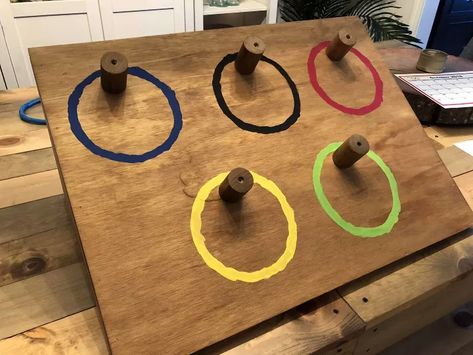 17 Fun Family Projects to Enjoy Before Summer Ends | Hometalk Homemade Rings, Giant Jenga Game, Floating Paper Lanterns, Game Diy, Bottle Cap Magnets, Spring Carnival, Dress Event, Ring Toss Game, Doors Makeover