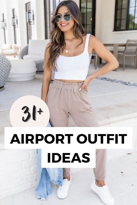 Comfy Cute Airport Outfit, Plane Outfit Airport Style, Summer Airplane Outfit, Classy Airport Outfit, Casual Airport Outfit, Airport Outfit Spring, Cute Airport Outfit, Airport Outfit Ideas, Casual Travel Outfit