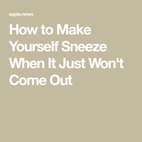 How to Make Yourself Sneeze When It Just Won't Come Out How To Sneeze When You Cant, How To Make Yourself Sneeze, How To Sneeze, Stuck Up, Stop Talking, Make Yourself, Coming Out, Need To Know, How Are You Feeling