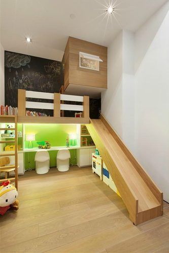 Kid-Friendly $4M Greenwich Village Loft Has Slide, Playhouse - Adventures in Interior Design - Curbed NY / Get started on liberating your interior design at Decoraid (decoraid.com) Indoor Playroom, Circu Magical Furniture, Magical Furniture, Cool Kids Rooms, Cool Kids Bedrooms, Kids Bedroom Inspiration, Small Woodworking Projects, Kids Bunk Beds, Greenwich Village