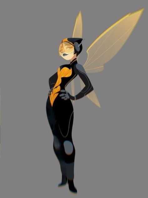 Bee Superhero Oc, Bee Character Design Concept Art, Insect Person Character Design, Dragonfly Superhero, Wasp Character Design, Dragonfly Character Design, Bat Person Character Design, Wasp Oc, Wasp Fanart