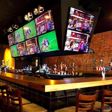 Get loud at the best sports bars in Perth American Sports Bar, Sport Bar Design, Sports Pub, Sports Bars, Dave & Busters, Brass Monkey, Bar Interior, Bar Styling, Bar Design Restaurant