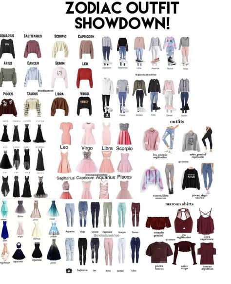 Outfits For Zodiac Signs, Zodiac Dresses, Zodiac Signs Outfits, Virgo Outfits, Zodiac Outfits, Zodiac Clothes, Aquarius And Sagittarius, Gemini And Sagittarius, Zodiac Sign Fashion