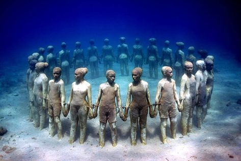 Sculptor Jason deCaires Taylor opens new underwater museum off Cannes coast | Daily Mail Online Underwater Sculpture, Sculpture Museum, Cancun Trip, Socotra, Under The Water, Antony Gormley, Underwater Art, Sculpture Park, Cancun Mexico