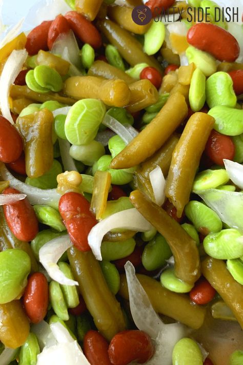 Lima Bean Salad, a 3 bean salad with Lima Beans, Green Beans, and Kidney beans, a sweet cold salad side dish that is AMAZING! #salad #sidedish #limabeans #beansalad #3beansalad #onions #thanksgivingsalad American Biscuit Recipe, Homemade Southern Biscuits, Summertime Pasta, Canned Beans Recipe, Seafood Pasta Salad, Lima Bean Recipes, Frog Eye Salad, Kidney Bean Salad, 3 Bean Salad