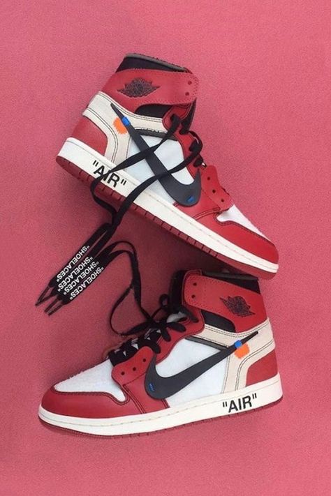 Jordan 1 Off White, Jordan Off White, Sneakers Wallpaper, Shoes Wallpaper, Aesthetic Luxury, Kicks Shoes, Shoes Sneakers Jordans, Off White Shoes, Replica Shoes