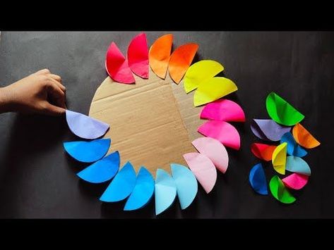 Very Unique Wall Hanging Craft Idea | Easy Home decoration ideas - YouTube in 2022 | Diy crafts for kids easy, Crafts, Wall hanging crafts Diy Wall Hanging Crafts For Kids, How To Make Wall Hanging With Paper, Wall Hanging Easy Craft, Circle Paper Craft, Easy Wall Hanging Ideas For Kids, Wall Decoration Ideas With Paper Craft, Roof Hanging Decoration For School, Hanging Crafts For Kids, Hanging Ideas For School Decoration