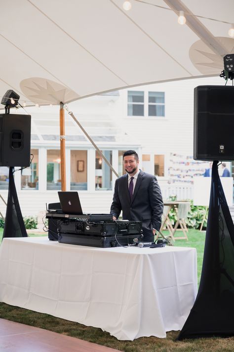 Wedding DJ Setup | Tented Wedding | DJ Booth | Sailcloth Tent Dj Table Wedding, Dj Wedding Setup, Wedding Dj Table, Wedding Dj Booth, Wedding Dj Setup, Dj Table, Dj Stage, Booth Wedding, Tented Wedding