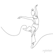 Ballerina minimalist one line drawing. woman dance contour illustration. wall mural • murals line, simple, poster | myloview.com Dance Line Art, Dancing Doodle, Dancer Line Art, Line Drawing Woman, Dancer Drawing, Woman Dance, Dancing Drawings, Logo Circle, Then Sings My Soul