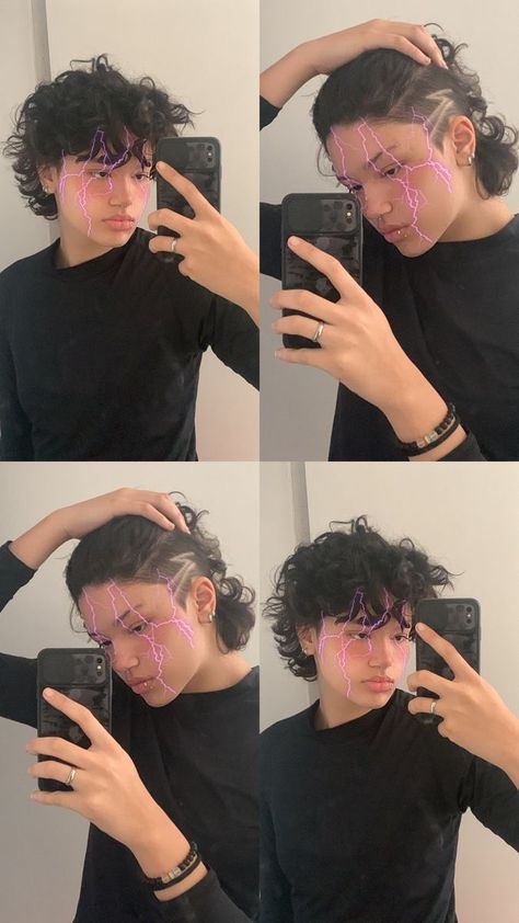 Non Binary Haircuts Curly, Enby Hairstyles, Cut Hair Short, Short Curly Hair Styles, Non Binary Haircuts, Tomboy Hairstyles, Mullet Haircut, Hair Styles For Women, Hair Inspiration Short