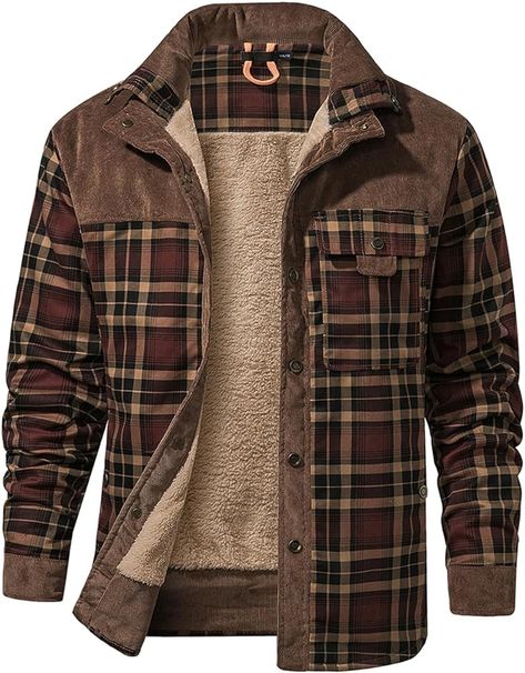 Amazon.com: Mr.Stream Men's Outdoor Casual Vintage Long Sleeve Plaid Flannel Button Down Shirt Jacket 3251 Green XL : Clothing, Shoes & Jewelry Sweater Outfits Men, Quilted Sleeves, Clothes Making, Vintage Long Sleeve, Cozy Flannel, Fall Clothes, Chore Jacket, Long Sleeve Plaid, Plaid Flannel Shirt